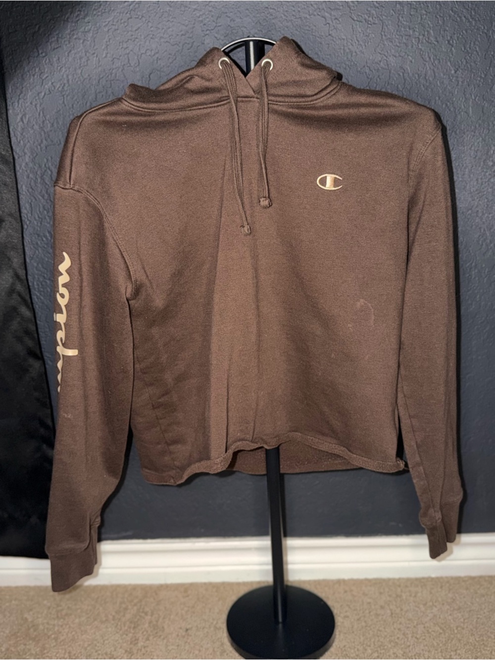 Champion Brown Crewneck Pullover with Script Sleeve